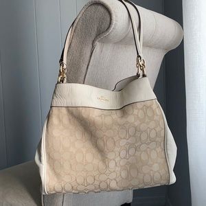 COACH Hallie monogram canvas w/ Ivory leather